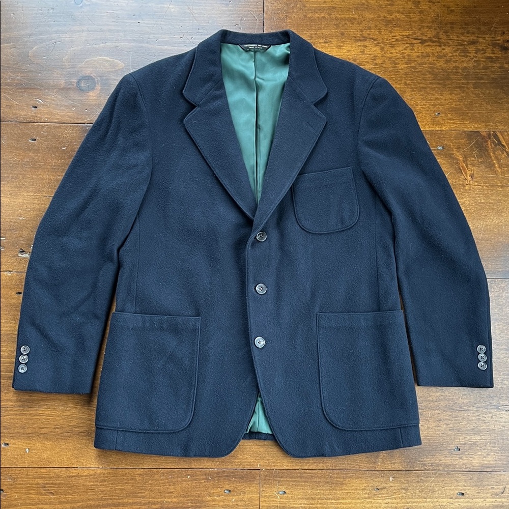 Banana Republic Vtg 100% Wool Navy Sport Coat Made in USA Sz L
